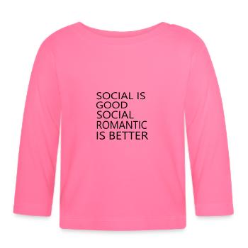 Romantique social - T-shirt manches longues bio Bébé - rose azalée - Devant