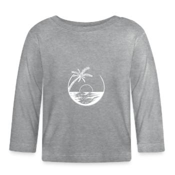 Sunset with palm tree - Vector Style - Organic Baby Long Sleeve T-Shirt - heather grey - Front