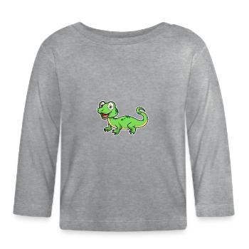 lézard - T-shirt manches longues bio Bébé - gris chiné - Devant