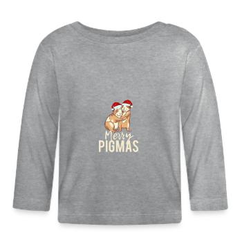 Happy Pigmas face mask funny guinea pigs - Organic Baby Long Sleeve T-Shirt - heather grey - Front