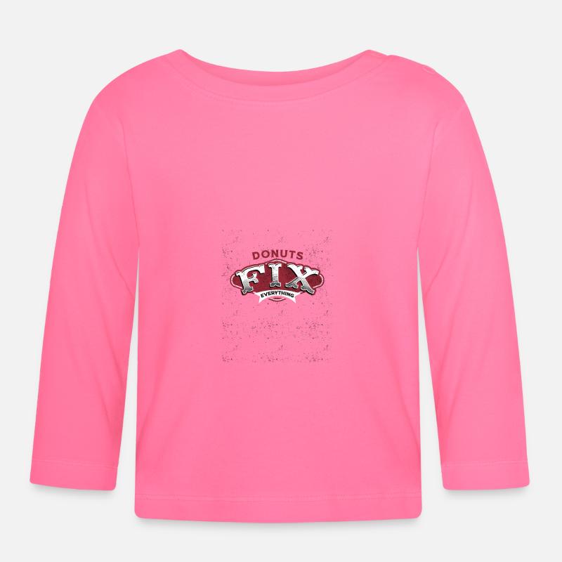 Donuts Fix Everything Retro-Vibe - Baby Bio-Langarmshirt - Azalea
