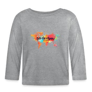 Let's Go Again Watercolor World Map - Organic Baby Long Sleeve T-Shirt - heather grey - Front