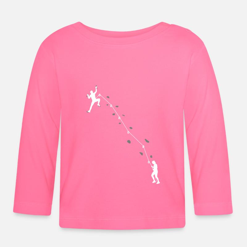 Grimpeur grimpe sur une paroi rocheuse | montée - T-shirt manches longues bio Bébé - rose azalée