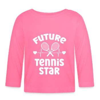 Joueur de tennis junior Junior Tennis Star - T-shirt manches longues bio Bébé - rose azalée - Devant