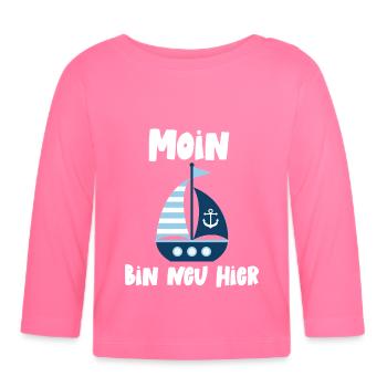 Moin bin neu hier Geburt Baby Hamburg Anker - Baby Bio-Langarmshirt - Azalea - Vorne