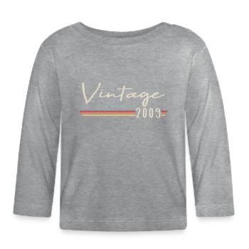 Vintage Original since 2009 Birthday Retro - Organic Baby Long Sleeve T-Shirt - heather grey - Front