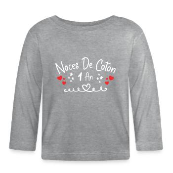 noces de coton - T-shirt manches longues bio Bébé - gris chiné - Devant