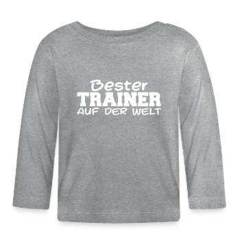 Bester Trainer Training Teamtrainer Trainieren - Baby Bio-Langarmshirt - Grau meliert - Vorne