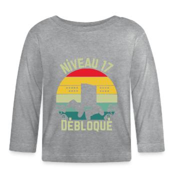 Level 17 Unlocked - Organic Baby Long Sleeve T-Shirt - heather grey - Front