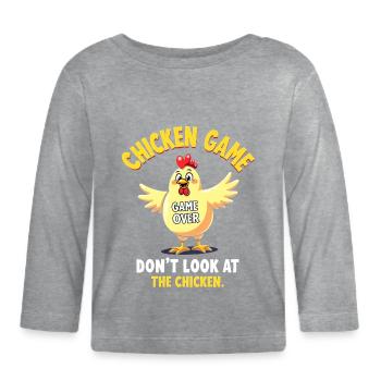 Ne regardez pas le poulet Lustiges Huhn - T-shirt manches longues bio Bébé - gris chiné - Devant