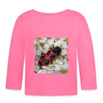 Le loup-abeille aime manger les larves d’abeilles - T-shirt manches longues bio Bébé - rose azalée - Devant