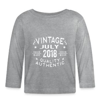 July 2018 Geburtstag im 2018 Geburtstagsgeschenk - Baby Bio-Langarmshirt - Grau meliert - Vorne