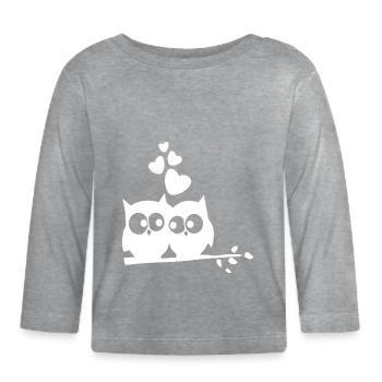Uhu Liebespaar - Tierliebe Haustier Geschenk Ehe - Baby Bio-Langarmshirt - Grau meliert - Vorne