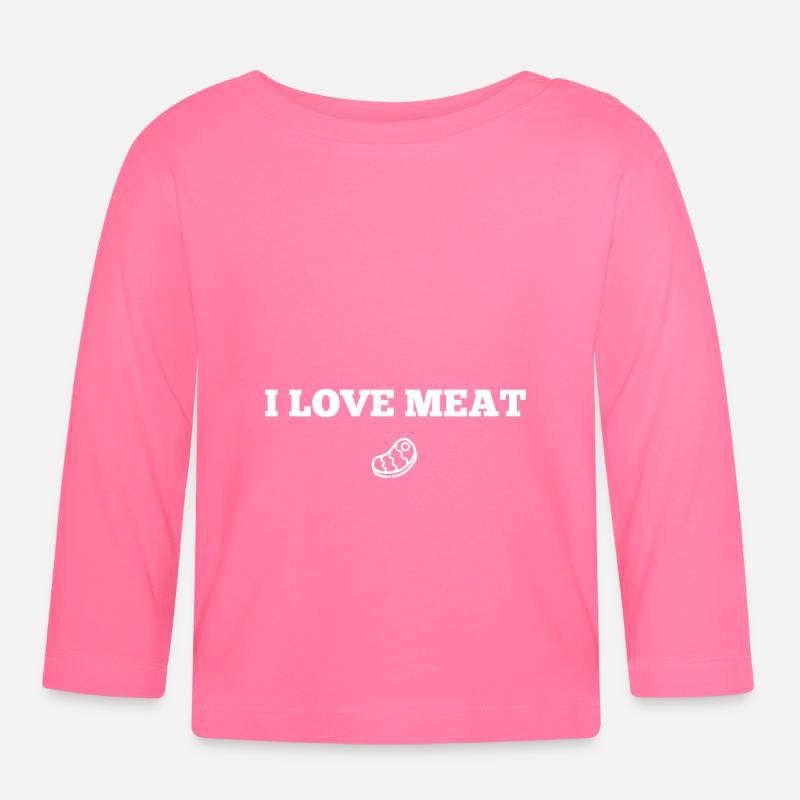 I LOVE MEAT Ich liebe Fleisch Spruch Geschenkidee - Baby Bio-Langarmshirt - Azalea