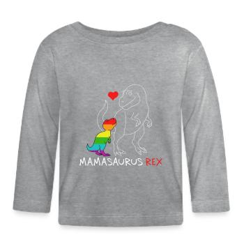 Mamasaurus Rex | Mutter | Neue Mama Regenbogen queer - Baby Bio-Langarmshirt - Grau meliert - Vorne