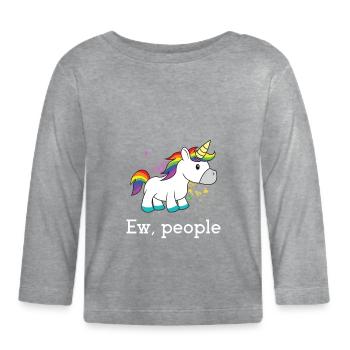 Ew People Licorne - T-shirt manches longues bio Bébé - gris chiné - Devant
