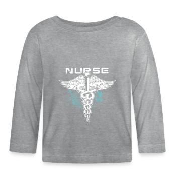 white nurse health gift - Organic Baby Long Sleeve T-Shirt - heather grey - Front