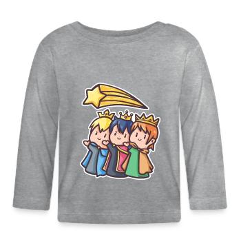 Heilige drei Könige Morgenland Weihnacht Geschenk - Baby Bio-Langarmshirt - Grau meliert - Vorne