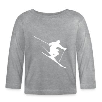 Ski / Ski de fond / Skieur - T-shirt manches longues bio Bébé - gris chiné - Devant