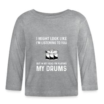 batteur - T-shirt manches longues bio Bébé - gris chiné - Devant