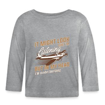 modèle d'avion - T-shirt manches longues bio Bébé - gris chiné - Devant