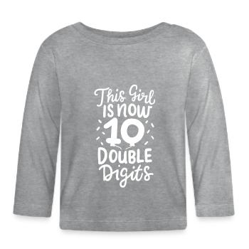 10th birthday - Organic Baby Long Sleeve T-Shirt - heather grey - Front