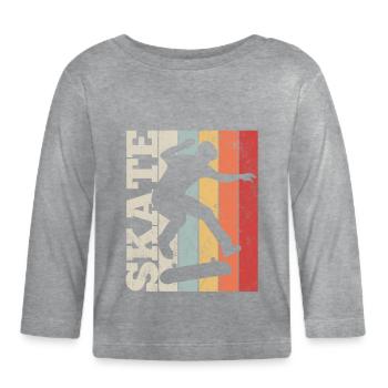 skateboard - Organic Baby Long Sleeve T-Shirt - heather grey - Front