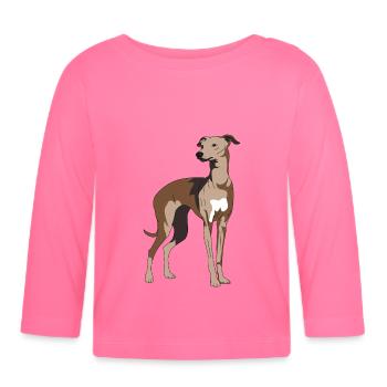 Lévrier, galgo, lévriers - T-shirt manches longues bio Bébé - rose azalée - Devant