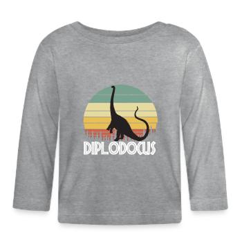 Diplodocus - T-shirt manches longues bio Bébé - gris chiné - Devant