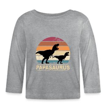 Papasaurus Dinosaure Enfants Dinos Cadeau - T-shirt manches longues bio Bébé - gris chiné - Devant