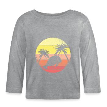 Larmas et les palmiers - T-shirt manches longues bio Bébé - gris chiné - Devant