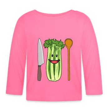 Céleri Légumes céleri à la scie - T-shirt manches longues bio Bébé - rose azalée - Devant