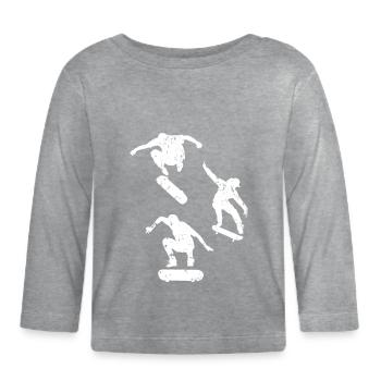 Skateboard skate park - T-shirt manches longues bio Bébé - gris chiné - Devant