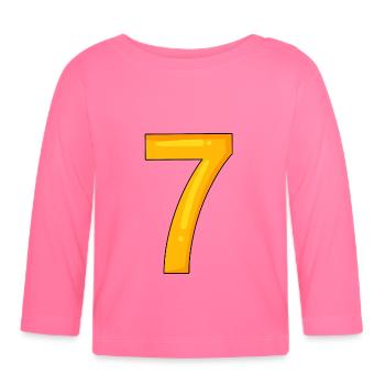 Nummer 7 - Zahl 7 - Baby Bio-Langarmshirt - Azalea - Vorne