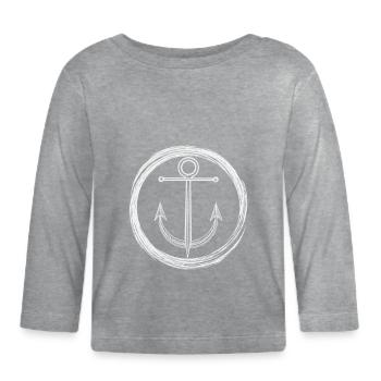 Anker Nautik Seefahrer Pier Meer Maritim Kapitän - Baby Bio-Langarmshirt - Grau meliert - Vorne