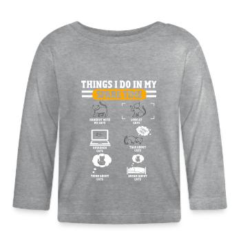 Funny cat owner, cats - Organic Baby Long Sleeve T-Shirt - heather grey - Front