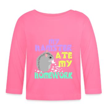 Manger des hamsters - T-shirt manches longues bio Bébé - rose azalée - Devant
