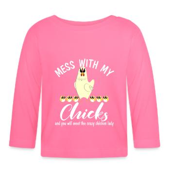 Poussin - T-shirt manches longues bio Bébé - rose azalée - Devant