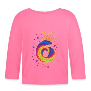 Tie-dye 6th birthday party 6 years old - Organic Baby Long Sleeve T-Shirt - azalea - Front
