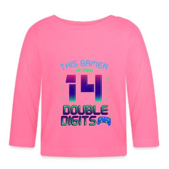 This Gamer Is Now 14 Double Digit 14. - Organic Baby Long Sleeve T-Shirt - azalea - Front
