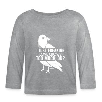 I love ravens - Organic Baby Long Sleeve T-Shirt - heather grey - Front