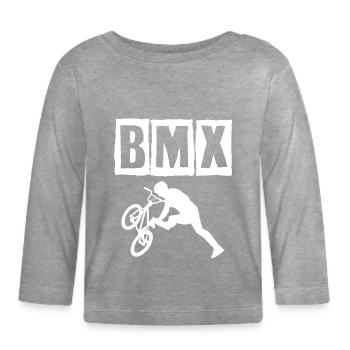 bmx race vélo cycliste rider trick - T-shirt manches longues bio Bébé - gris chiné - Devant