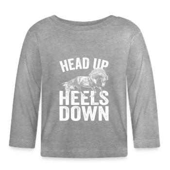 Head High Heels Down Rider Riding Horse - Organic Baby Long Sleeve T-Shirt - heather grey - Front