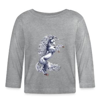 Mythical Magical Unicorn - Organic Baby Long Sleeve T-Shirt - heather grey - Front