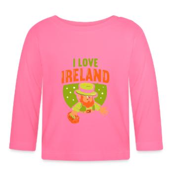 J’adore l’Irlande Irish St. Patrick’s Day - T-shirt manches longues bio Bébé - rose azalée - Devant