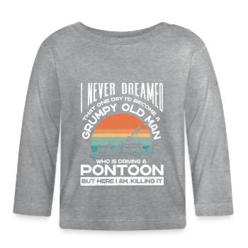 Mürrischer Alter Mann, Der Einen Ponton Fährt - Baby Bio-Langarmshirt - Grau meliert - Vorne
