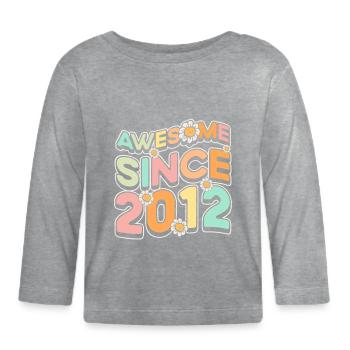 Fantastic Since 2012 Flower Theme - Organic Baby Long Sleeve T-Shirt - heather grey - Front