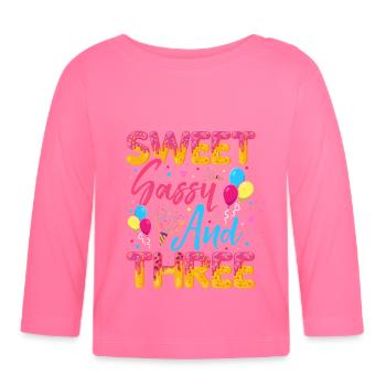 Süßer Frechdachs Und Drei Streusel Köstlicher - Baby Bio-Langarmshirt - Azalea - Vorne