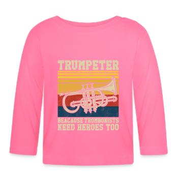 Trompettiste Vintage Rétro - T-shirt manches longues bio Bébé - rose azalée - Devant