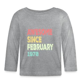 Großartig seit Februar 1978 - Baby Bio-Langarmshirt - Grau meliert - Vorne